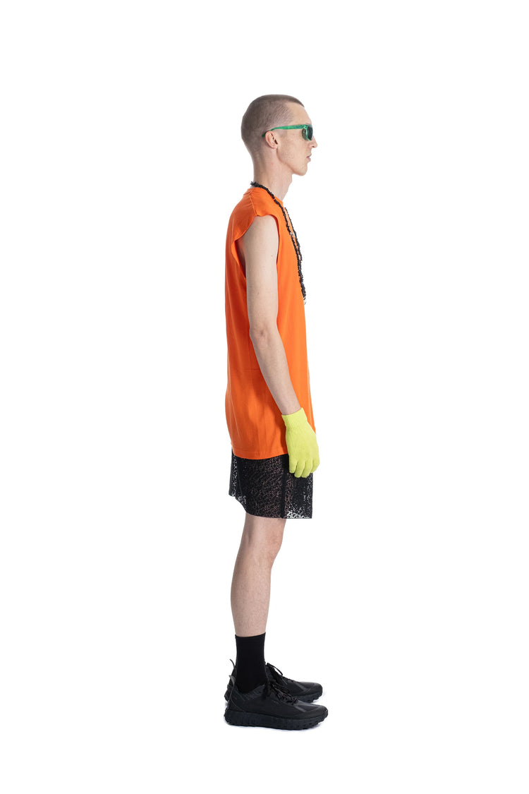 SEEN Editions combed cotton surplus Muscle Tee orange crafted in Switzerland