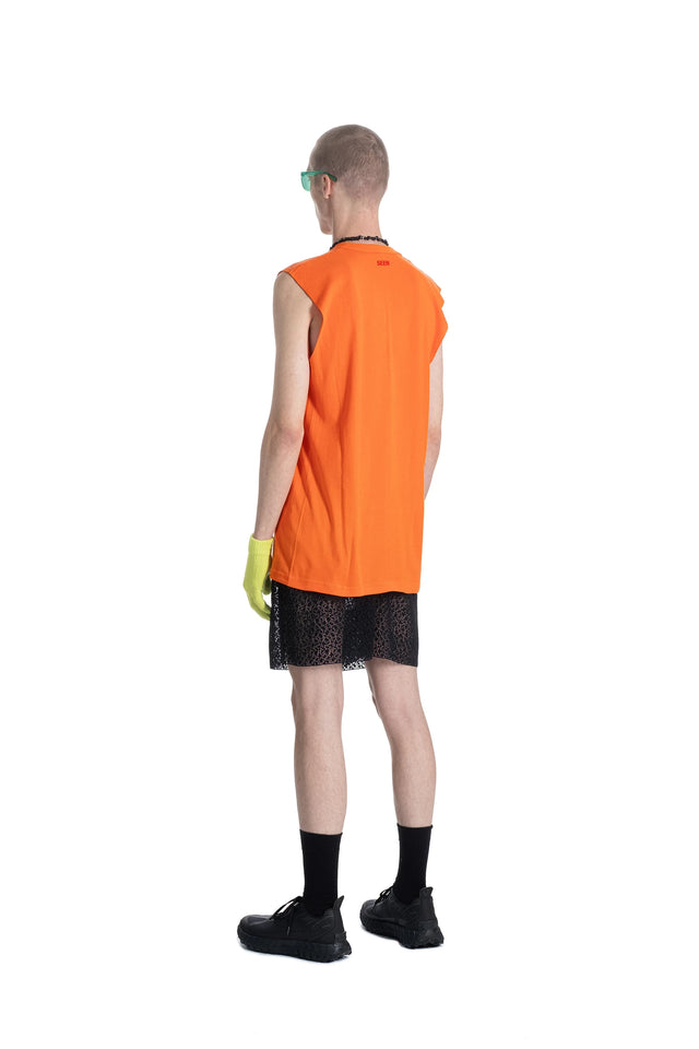 SEEN Editions combed cotton surplus Muscle Tee orange crafted in Switzerland 