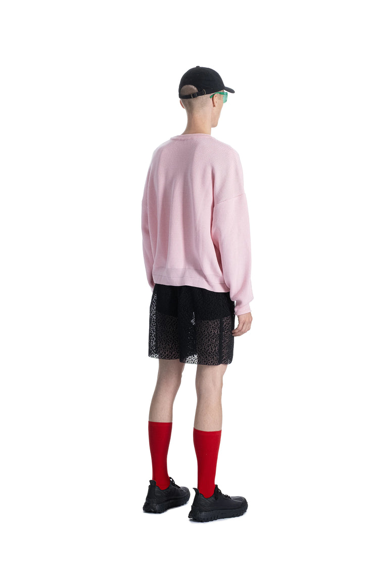 SEEN Editions Patent wool merino Knit Sweater rose made in Switzerland