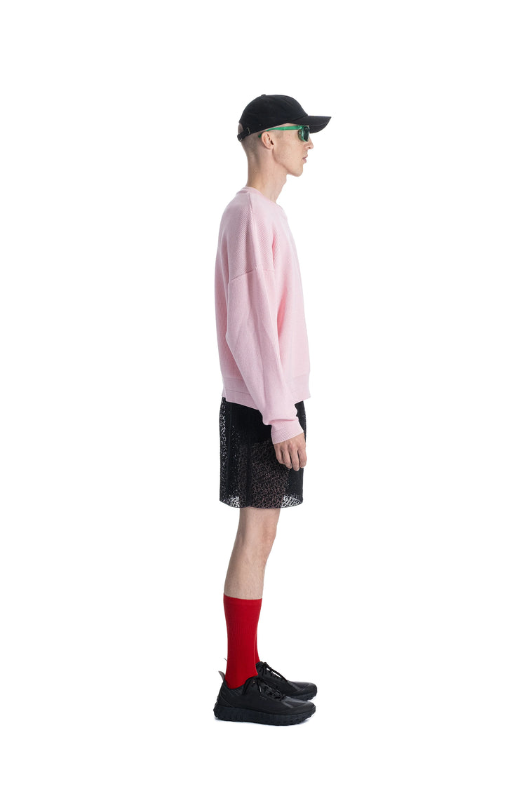 SEEN Editions Patent wool merino Knit Sweater rose made in Switzerland